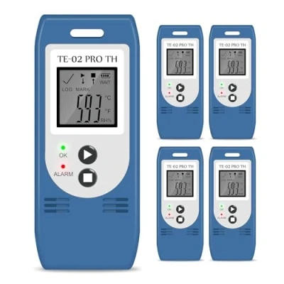 Abbildung von ThermElc TE 02 Pro TH Datenlogger Temperatur Luftfeuchtigkeit, Automatisch Generierte PDF /CSV Berichte, für Medizinische Lagerung, CFR Part 21 konform, Visueller Temperaturalarm(10 PCS)