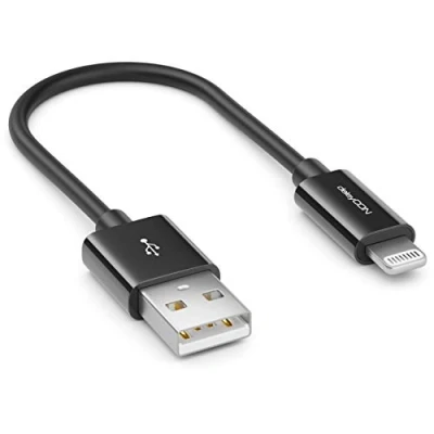 Abbildung von deleyCON 0,15m Lightning 8 Pin USB Ladekabel Datenkabel MFi Zertifiziert für Apple iPhone 14 Pro Max Plus SE 13 Mini 12 Schwarz
