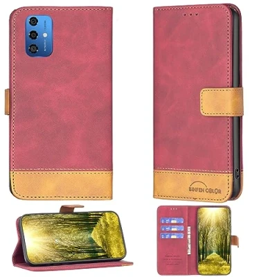Abbildung von Handyhülle für INOI A83 Gehäuse Kompatibel mit Handytasche Flip Case PU Leder BF011 Wallet Red