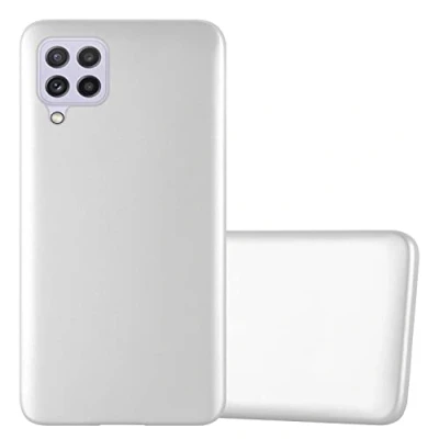 Abbildung von Cadorabo Hülle kompatibel mit Samsung Galaxy A22 4G M22 M32 Schutzhülle TPU Silikon Case Metallic Design Slim Kratzfest Gummi Rundumschutz für in Silber