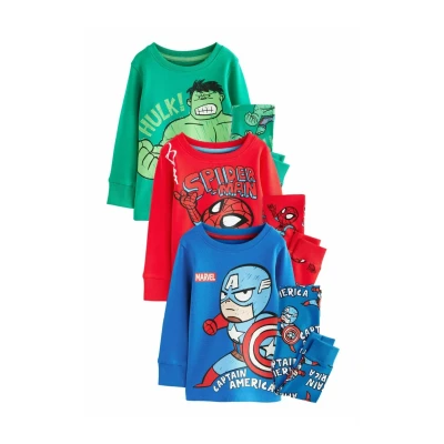 Abbildung von Next Snuggle 3 PACK Regular FIT Nachtwäsche Set für Kinder, Größe: 80, Marvel red green blue