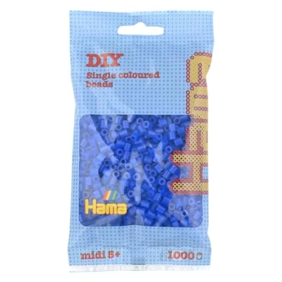 Abbildung von Hama Perlen 207 36 Bügelperlen Beutel mit ca. 1.000 Midi Bastelperlen Durchmesser 5 mm in Neon Blau, kreativer Bastelspaß für Groß und Klein