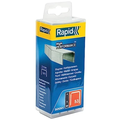Abbildung von Rapid Tackerklammern Typ 53, 6mm Klammern, 5.000 Stk. Kunststoffbox, Feindrahtklammern für Holz und Stoffe, Grau