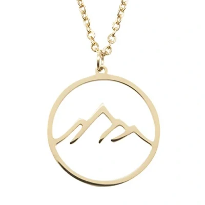 Abbildung von Hey Happiness Kette mit Anhänger Berg, Damen Halskette 18K Roségold vergoldet, Edelstahl Gebirge Charm rund, wasserfest