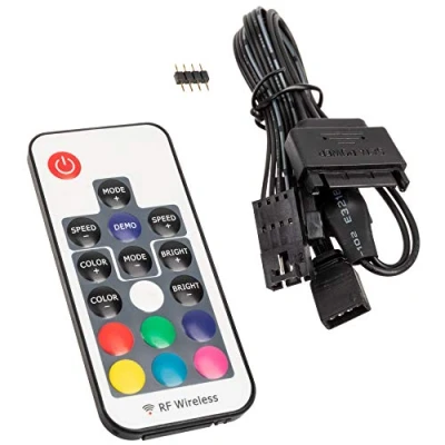 Abbildung von KOLINK Inspire L2 4 Pin 12V ARGB Controller für digital adressierbare RGB LEDs mit RF Fernbedienung, SATA (4 Pin) RCTRL S Schwarz