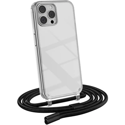 Abbildung von MyGadget Handykette für iPhone 14 Pro Max [ Hülle mit Band abnehmbar &amp; verstellbar ] Handyhülle Handyband zum Umhängen Schnur Case Schutzhülle Schwarz