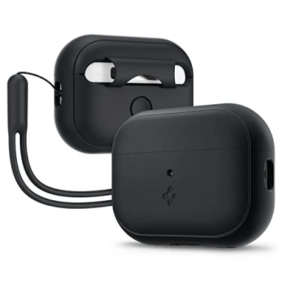Abbildung von Spigen Silicone Fit Hülle Case Kompatibel mit AirPods Pro 2. Generation (2023/2022) Schwarz