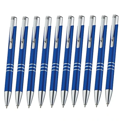 Abbildung von Libetui 10 Stück hochwertige Metallkugelschreiber Kugelschreiber Set Kulli Blau auswechselbare Großraummine Kulischreiber Metall Kulis blauschreibend