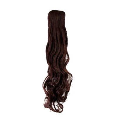 Abbildung von WIG ME UP YZF 1094HT 33 Haarteil Zopf Kastanien Braun wellig 63cm mit Band/Bändchen und Klammer befestigt