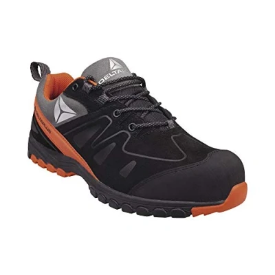 Abbildung von Delta Plus BROOKS3NO41 Halbschuhe aus Nubuk, Fettleder und Nylon Mesh, S3 Hro SRC, Schwarz/Orange, Größe 41