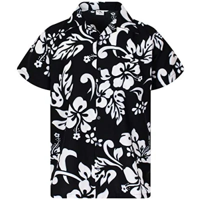 Abbildung von King Kameha Funky Hawaii Hemd, Herren, Kurzarm, Hibiscus, Schwarz, M
