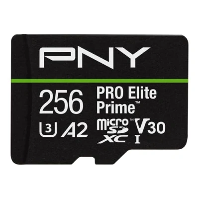 Abbildung von PNY Tarjeta microSDXC 256GB Pro Elite Prime Class 10 U3 V30 A2 + Adaptador SD Hasta 200MB/s, 10, U3, V30, A2, 4K UHD, Full HD, UHS I