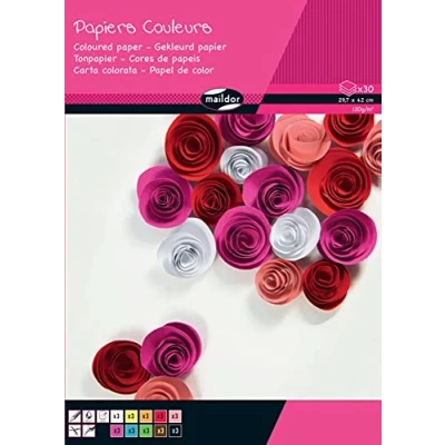 Abbildung von Maildor 26502C Tonpapier (Block mit 30 Bögen, 120g, DIN A3) 1 Block, in 10 Farben sortiert