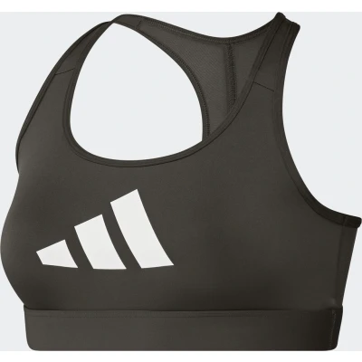 Abbildung von adidas Performance Powerreact BIG LOGO Graphic BRA Sportbh mit leichter Stützkraft, Damen, Größe: XS, Shadow olive