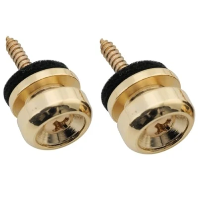 Abbildung von Musiclily Pro 14mm Stahl D Typ Gitarrengurt Knöpfe Strap Buttons Endknopf Gurtpins für E Gitarre Akustikgitarre Konzertgitarre Ukulele, Gold (2er Set)