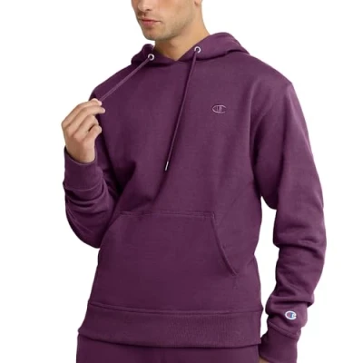 Abbildung von Champion Herren Powerblend Fleece Hoodie Kapuzenpullover, Plum Port C Logo, S