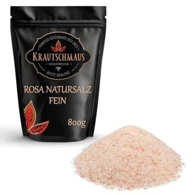 Abbildung von Krautschmaus rosa Natursalz fein 800g, bekannt als Himalaya Salz aus Salt Range Pakistan, Kristallsalz, feines Steinsalz, pinkes Speisesalz ohne Zusatzstoffe
