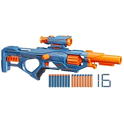 Abbildung von NERF Elite 2.0 Eaglepoint RD 8 Blaster, Dart Trommel, Abnehmbares Fernrohr und Abnehmbarer Lauf, 16 Darts, Bolzen, Mehrfarbig