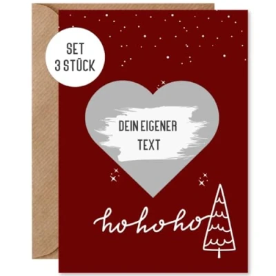Abbildung von Things of Happiness Weihnachtskarte Rubbelkarte Weihnachten, Gutschein Weihnachtskarte, Set mit 3 Stück