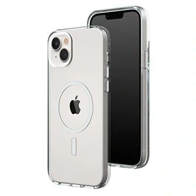 Abbildung von RhinoShield Clear Case kompatibel mit MagSafe für [iPhone 14 Plus]Überragende Magnetstärke, Vergilbungsresistenz, Kristallklar, optimaler Schutz und personalisierbar Weiß Kamera Ring