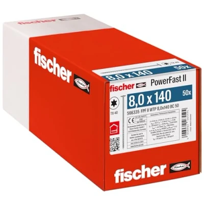 Abbildung von Fischer PowerFast II 566335 Flachkopfschrauben 8 mm 140 Innenvielzahn Stahl verzinkt 50 Stk
