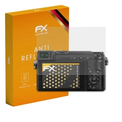Abbildung von atFoliX Panzerfolie kompatibel mit Panasonic Lumix DMC GX80 Schutzfolie, entspiegelnde und stoßdämpfende FX Folie (3X)