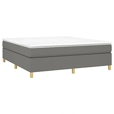 Abbildung von vidaXL Boxspringbett, Polsterbett Bett mit Matratze Matratzenauflage, Bettgestell Kopfteil Lattenrost, Doppelbett für Schlafzimmer, Dunkelgrau 180x200cm Stoff
