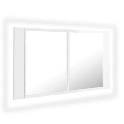 Abbildung von vidaXL LED Bad Spiegelschrank Badezimmerspiegel Badspiegel Spiegel Badschrank Badezimmerschrank Hängeschrank Wandschrank Hochglanz Weiß 80x12x45cm Acryl