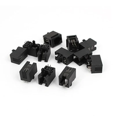 Abbildung von sourcing map 12 Stück Schwarz 4 polig PCB RJ9 RJ10 RJ22 4P4C Modular Telefon Buchse de