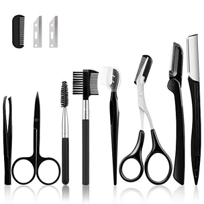 Abbildung von Smilcloud 11pcs Augenbrauen Set Rasierer Schere Pinzette Kamm Pinsel für Frauen und Männer