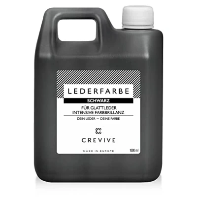 Abbildung von CREVIVE Lederfarbe 1000 ml Farbe wählbar für Echtleder und Kunstleder zum färben umfärben von Leder Schwarz