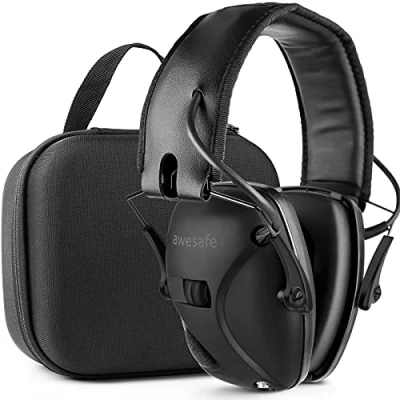Abbildung von awesafe GF01L Gehörschutz für Schießstand Elektronischer Schlagsport, Gehörschutz, Ideal Schützen und Hunting Schwarz, NRR 24dB [Kommt mit Travel Lagerung Tragetasche] (Schwarz)