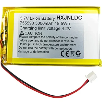 Abbildung von DC 3,7V 5000mAh 755590 Wiederaufladbare Polymer Lithium Batterie für DIY 3,7 5V elektronisches Produkt, Mobile Energiespeicher Stromversorgung Ersatz