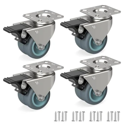 Abbildung von RAVN HAMAN 4er Set Möbelrollen 50 mm Schwerlastrollen mit Bremse bis 100 kg pro Rad Doppelrollen für innen und außen Lenkrollen viele Bodenarten Transportrollen Standkorbrollen, aus TPR