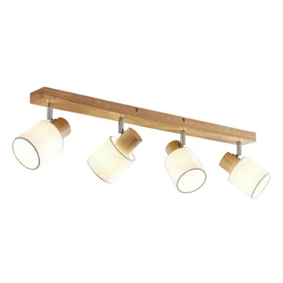 Abbildung von Lindby Strahler Wanessa, Modern, Holz, Stoff, holz hell, weiß, 4 flammig, E14, Deckenlampe