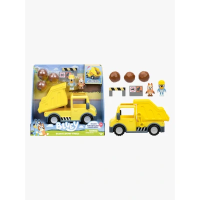 Abbildung von BlueY Benne LKW mit exklusiven Figuren Schutzhelm und Bingo Schlamm,
