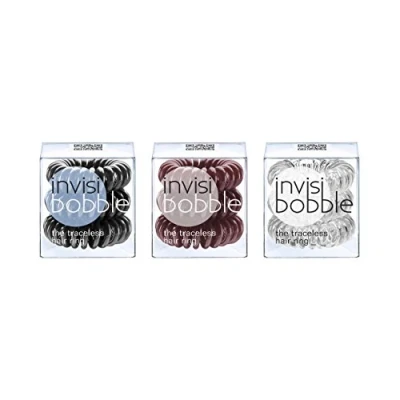 Abbildung von invisibobble mix true black, chocolate brown, crystal clear, 3er Pack (3 x 3 Stück)