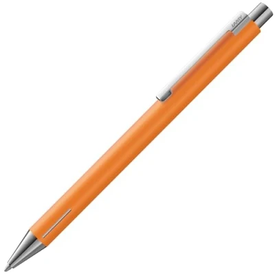 Abbildung von Lamy econ Kugelschreiber 240 aus Edelstahl in pricot matt und markant gebogenem Clip, inkl. Großraummine M 16 schwarz Strichbreite