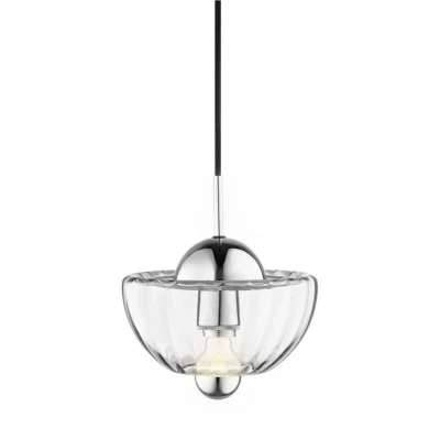 Abbildung von Hängeleuchte Lotus, klar, Ø 25 cm, Glas, mundgeblasen