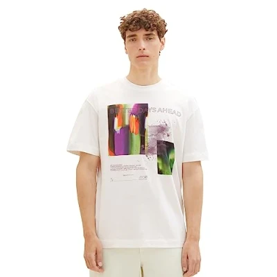 Abbildung von TOM Tailor Denim Tshirt print, Herren, Größe: Medium, Wool white