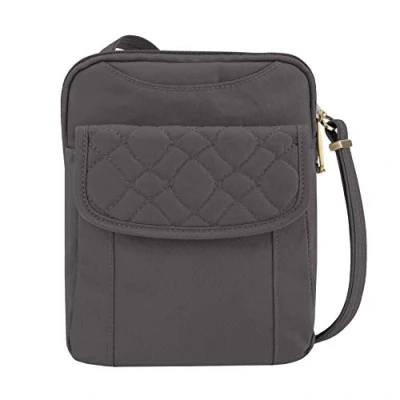 Abbildung von Travelon Gesteppte schlanke Tasche mit Diebstahlschutz, Rauch, Einheitsgröße, Diebstahlschutz