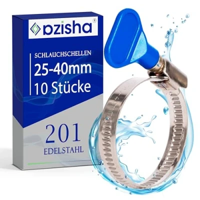 Abbildung von AZISHA Schlauchschellen 25 40mm 10 Stücke Edelstahl Einstellbare Mit Flügelmutter Mehrzweck Hose Clamp für Pool, Gas, Wasser, Waschmaschine, Und Kfz Schlauch