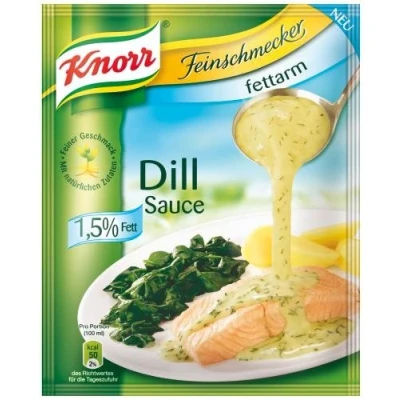 Abbildung von Knorr Feinschmecker Dill Sauce Fettarm, 24er Pack (24 x 250 ml Beutel)