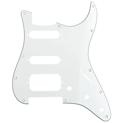 Abbildung von Musiclily Pro 11 Löcher Round Corner HSS Strat Schlagbrett Gitarren Pickguard mit 2 Schrauben Humbucking Pickup Mount für Fender American/Mexican Stratocaster E Gitarre,3 lagig Pergament