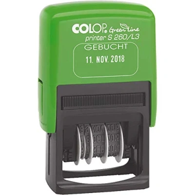 Abbildung von COLOP 127789 Datumstempel &quot;green Line&quot; Printer S260/L3 &quot;GEBUCHT&quot;