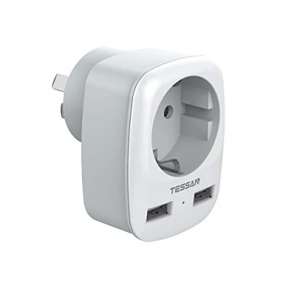 Abbildung von TESSAN Adapter Australien, 3 in 1 Reiseadapter Australien mit 2 USB, China Deutschland Stecker, Steckdosenadapter neuseeland, Stromadapter für Neuseeland Argentinien, Reisestecker Typ I