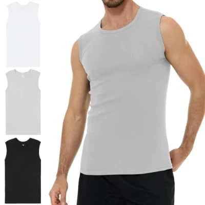 Abbildung von YouShow Tank Top Herren Unterhemd Männer 3er Pack 100% Baumwolle Schwarz Weiß Grau Gym XXL