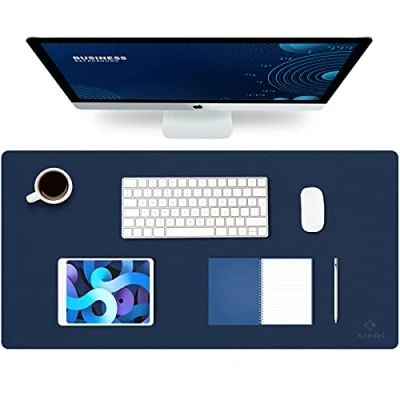 Abbildung von K KNODEL Tischunterlage, Schreibtischunterlage, 80 x 40cm PVC Laptop wasserdichte Schreibunterlage für Büro oder Heimbereich, doppelseitig (Dunkelblau/Gelb)