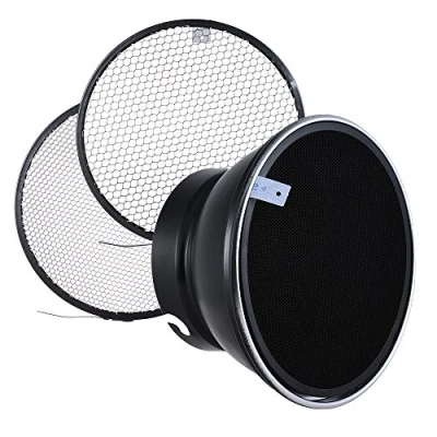Abbildung von Andoer 7 Zoll Standard Reflektor Diffusor 180mm Elinchrom Mount mit 10 30 50 Wabengitter für Studio Strobe Blitzlicht Monolight