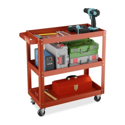 Abbildung von relaxdays Werkstattwagen mit 3 Ebene, Rot, max. Traglast:100 kg, Rot